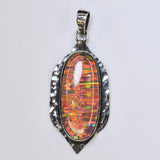 Brazilian 39 Ct Certified NATURAL 925 Sterling Silver Opal Gems Oval Pendant