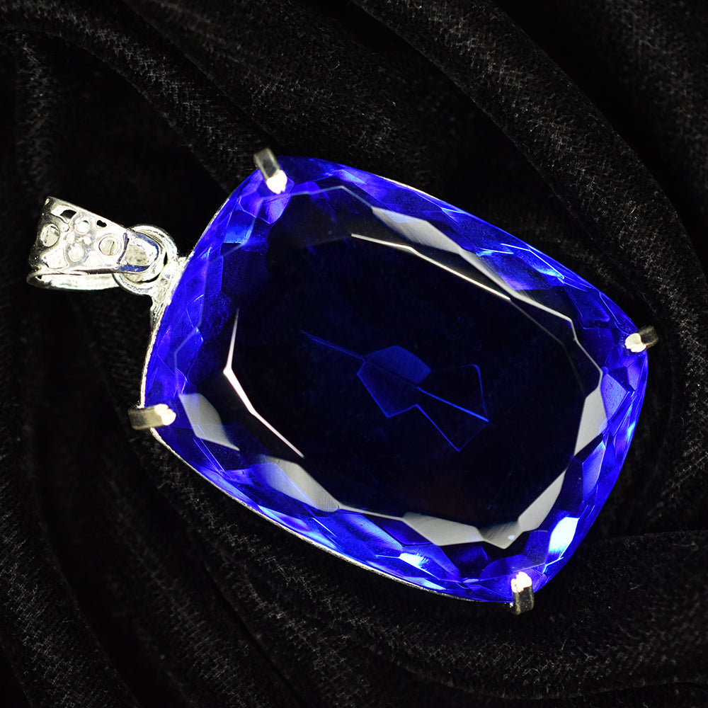 AA++ CERTIFIED Natural Blue Topaz 139 Ct 925 Starling Sliver Pendant Gemstone