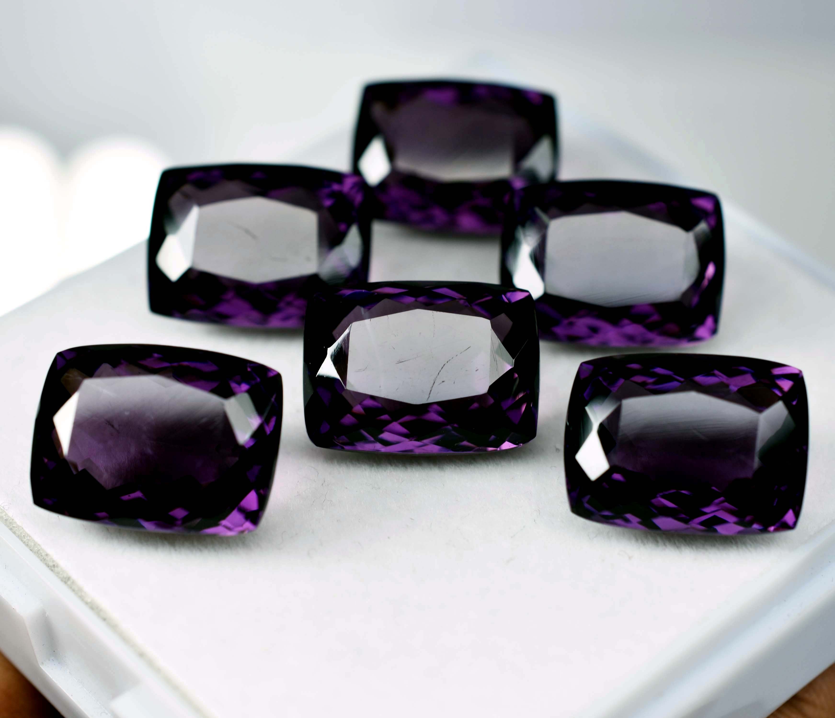 CERTIFIED 48.15 Natural Amethyst Cushion Cut Purple Rare Loose Gemstone Lot