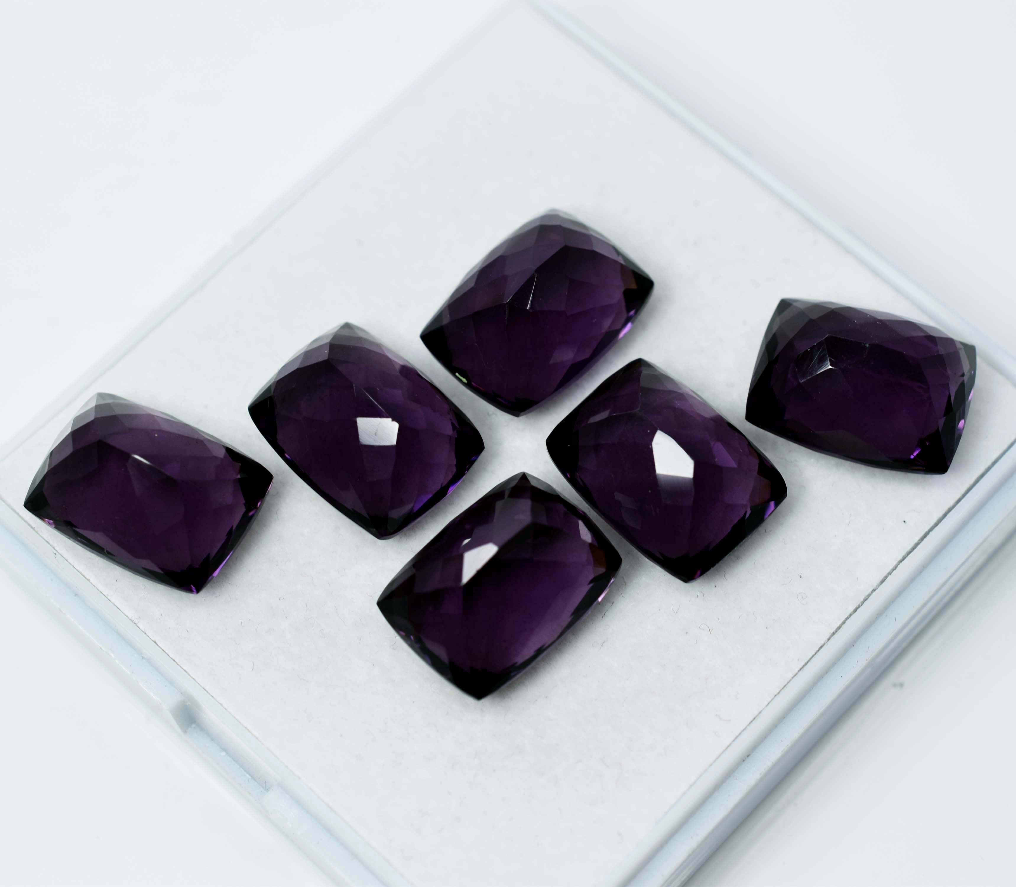 CERTIFIED 48.15 Natural Amethyst Cushion Cut Purple Rare Loose Gemstone Lot