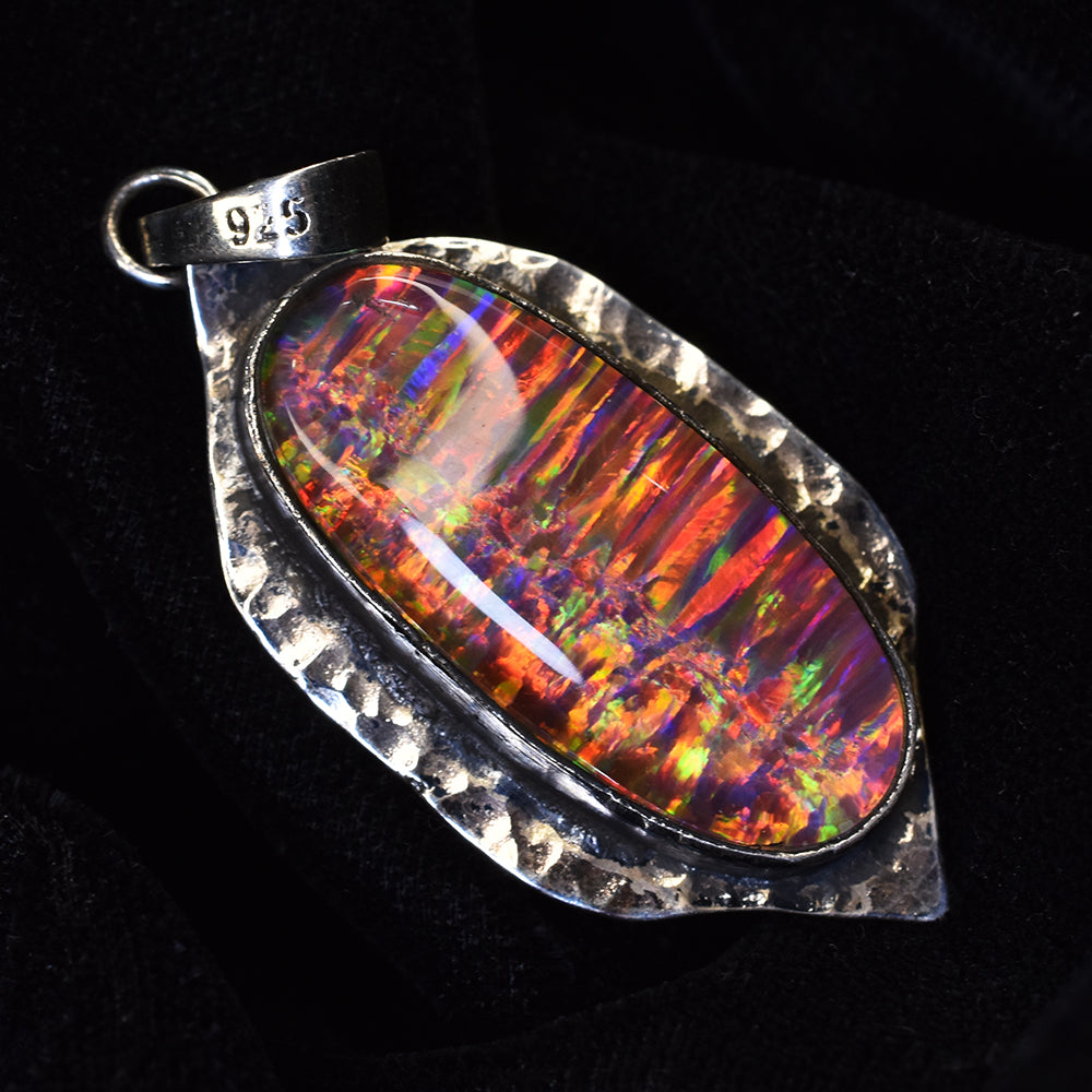 Brazilian 39 Ct Certified NATURAL 925 Sterling Silver Opal Gems Oval Pendant