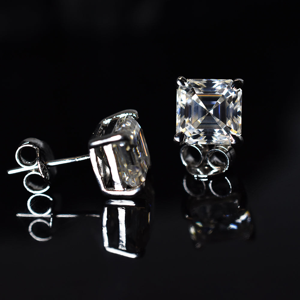 Beautiful Square Synthetic Moissanite 15Ct White Gems Earring Pair Best For Gift