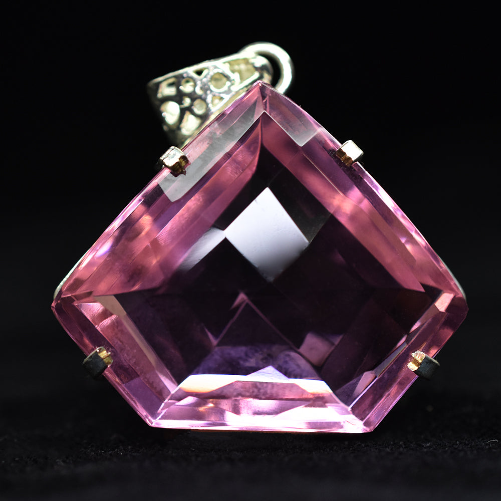 Lab Created 103.65 Ct Fancy Cut Sapphire Certified Sterling Silver Gems Pendant