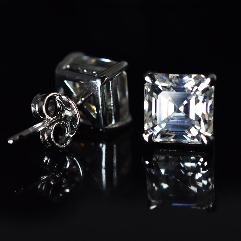 925 Sterling Silver 16 Ct Synthetic Sqaure CERTIFIED Moissanite Earring For Gift