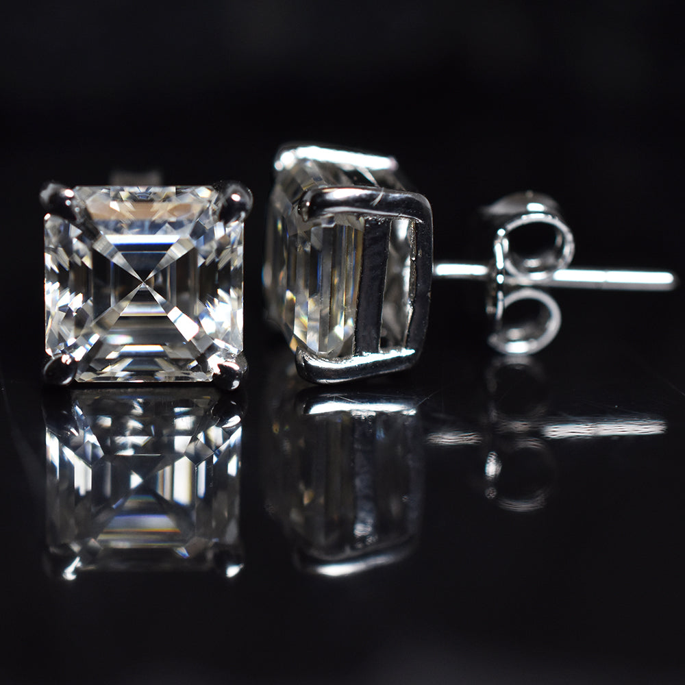 925 Sterling Silver 16 Ct Synthetic Sqaure CERTIFIED Moissanite Earring For Gift