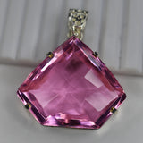 Lab Created 103.65 Ct Fancy Cut Sapphire Certified Sterling Silver Gems Pendant