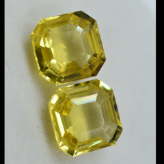 Pair 20.45 Ct Natural Yellow Sapphire CERTIFIED Square Cut Loose Gemstone Pair