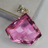 Lab Created 103.65 Ct Fancy Cut Sapphire Certified Sterling Silver Gems Pendant