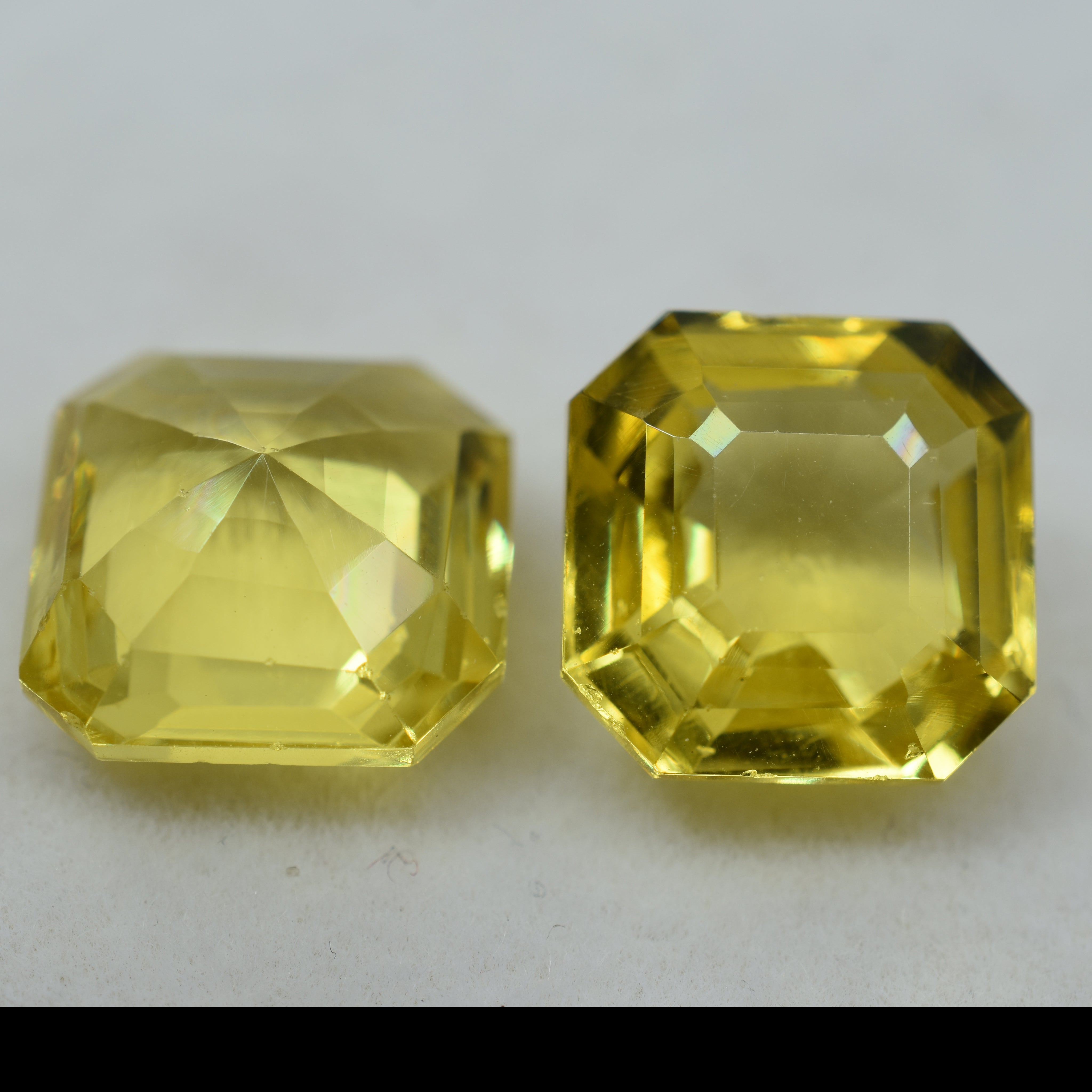 Pair 20.45 Ct Natural Yellow Sapphire CERTIFIED Square Cut Loose Gemstone Pair