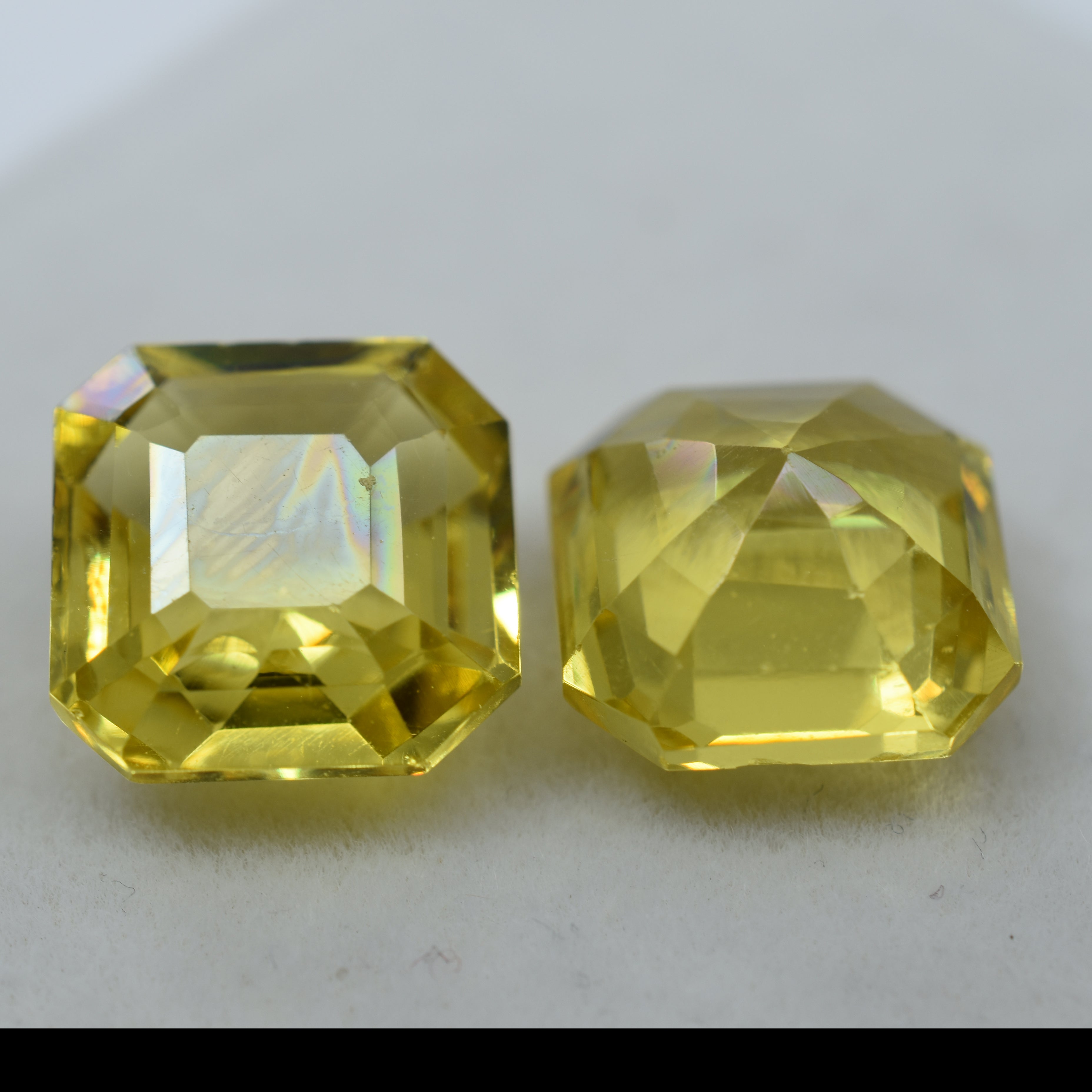 Pair 20.45 Ct Natural Yellow Sapphire CERTIFIED Square Cut Loose Gemstone Pair