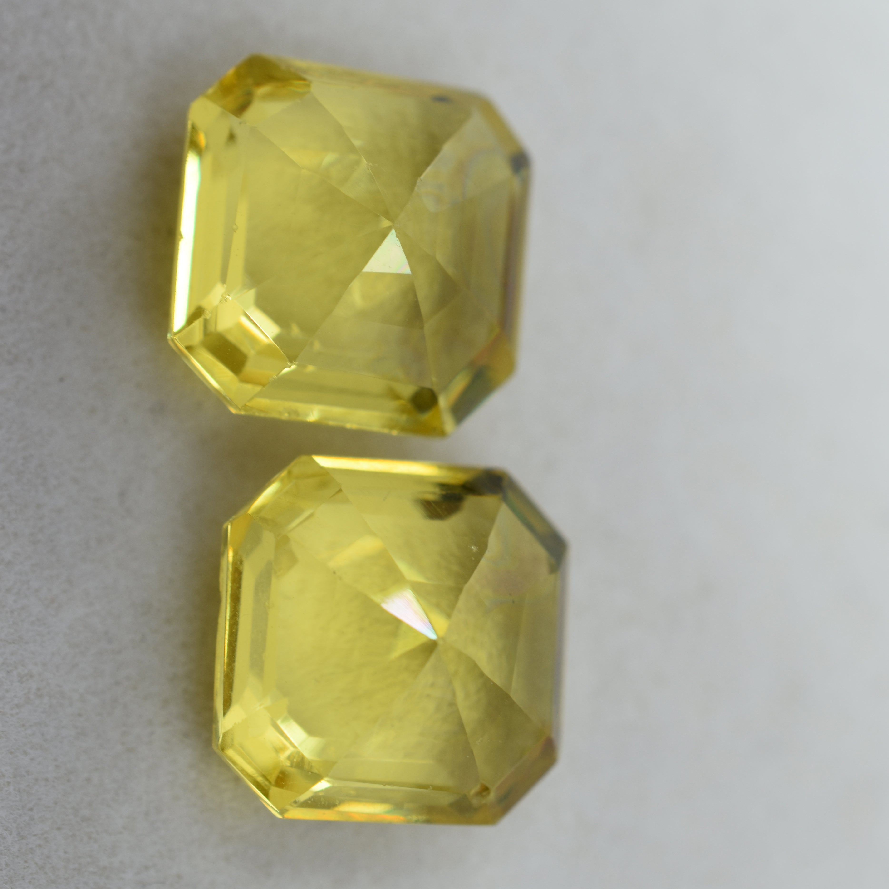 Pair 20.45 Ct Natural Yellow Sapphire CERTIFIED Square Cut Loose Gemstone Pair