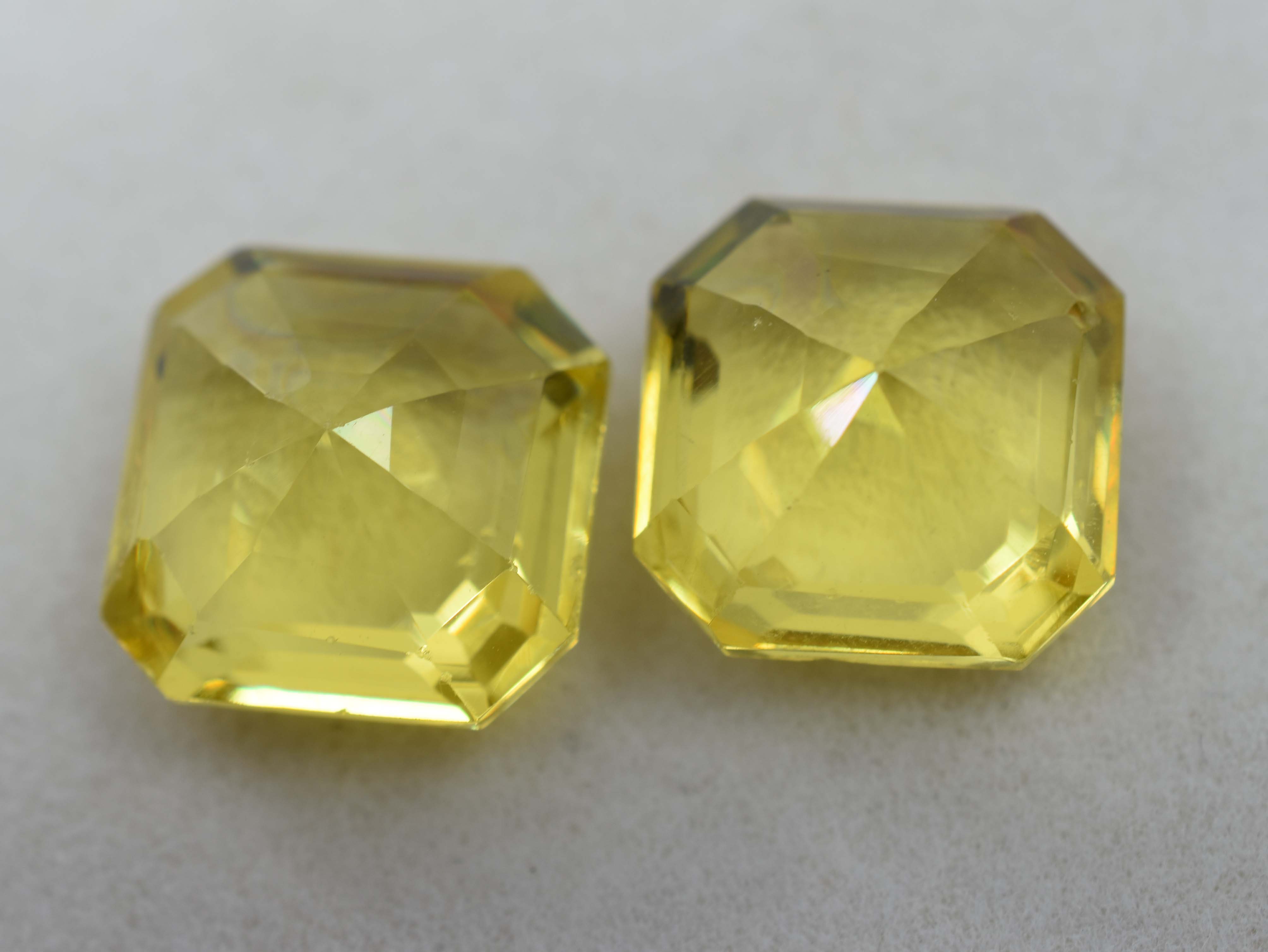 17.74 Carat Natural CERTIFIED Yellow Square Cut Sapphire Pair Loose Gemstone