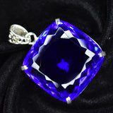 120 Ct Blue Topaz 925 Sterling Silver Pendant Natural Square Cut CERTIFIED Gems