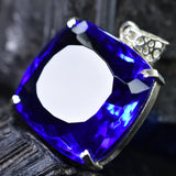 120 Ct Blue Topaz 925 Sterling Silver Pendant Natural Square Cut CERTIFIED Gems