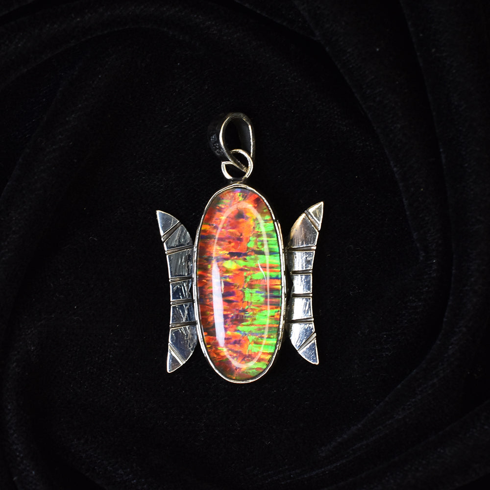 Certified Natural 33 Ct 925 Sterling Silver Opal Gemstone Oval Pendant Jewelry