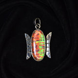 Certified Natural 33 Ct 925 Sterling Silver Opal Gemstone Oval Pendant Jewelry