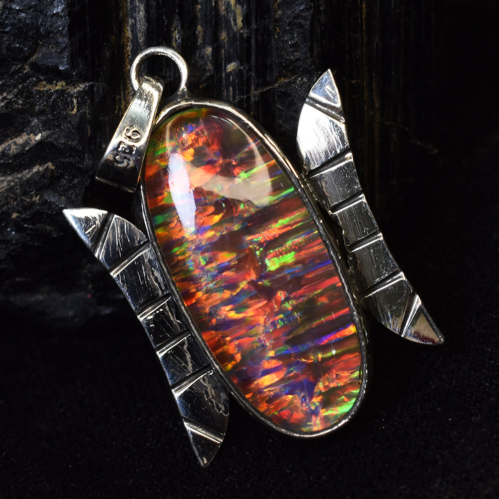 Certified Natural 33 Ct 925 Sterling Silver Opal Gemstone Oval Pendant Jewelry