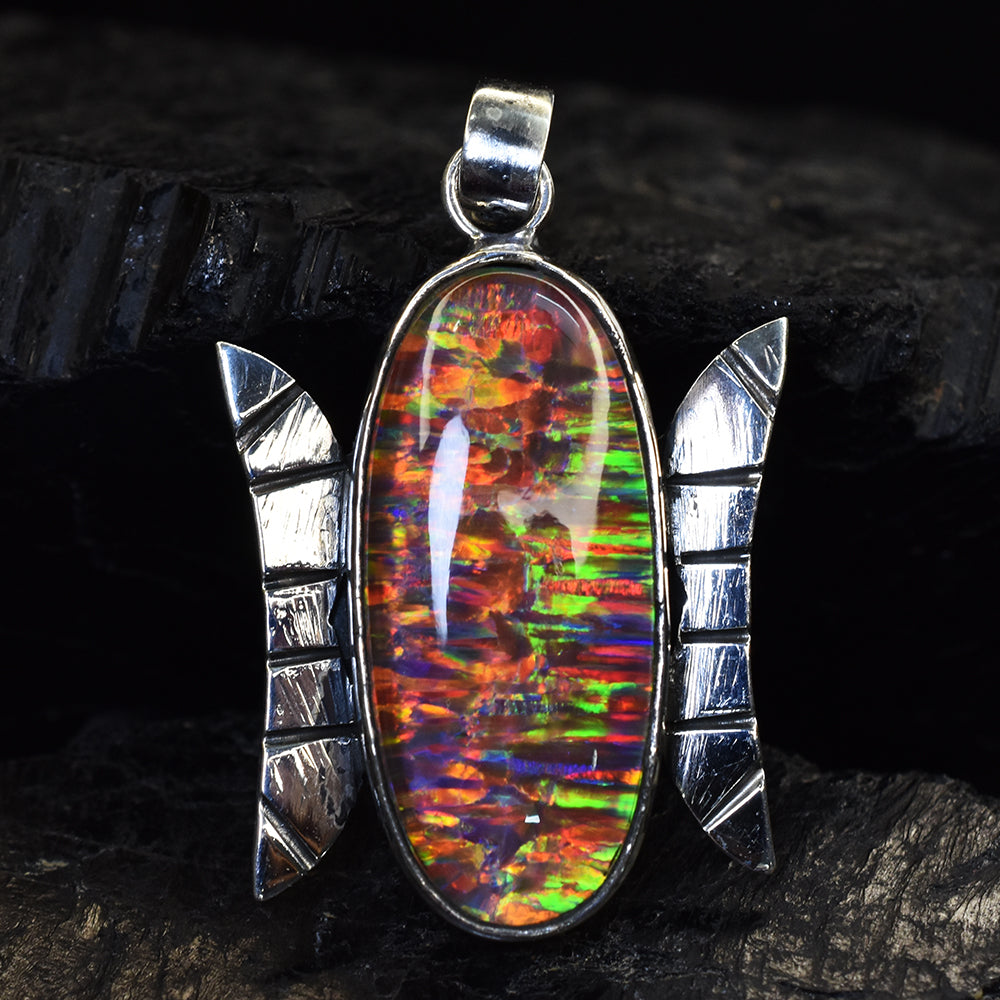 Certified Natural 33 Ct 925 Sterling Silver Opal Gemstone Oval Pendant Jewelry