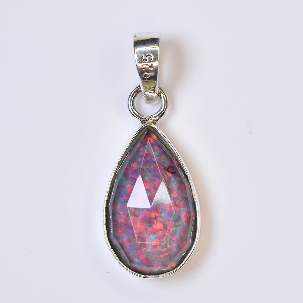 CERTIFIED 15 Ct Natural Monarch Opal 925 Sterling Silver Pear Cut Gems Pendant