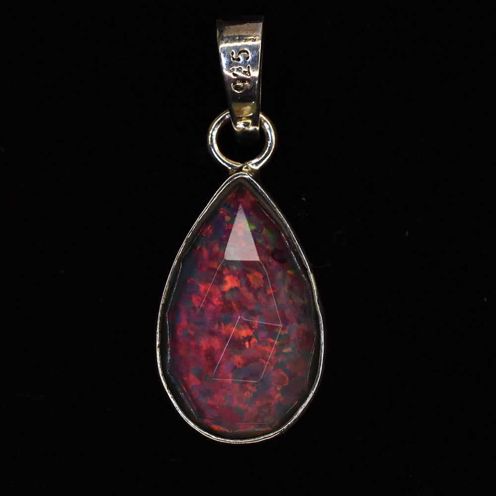 CERTIFIED 15 Ct Natural Monarch Opal 925 Sterling Silver Pear Cut Gems Pendant