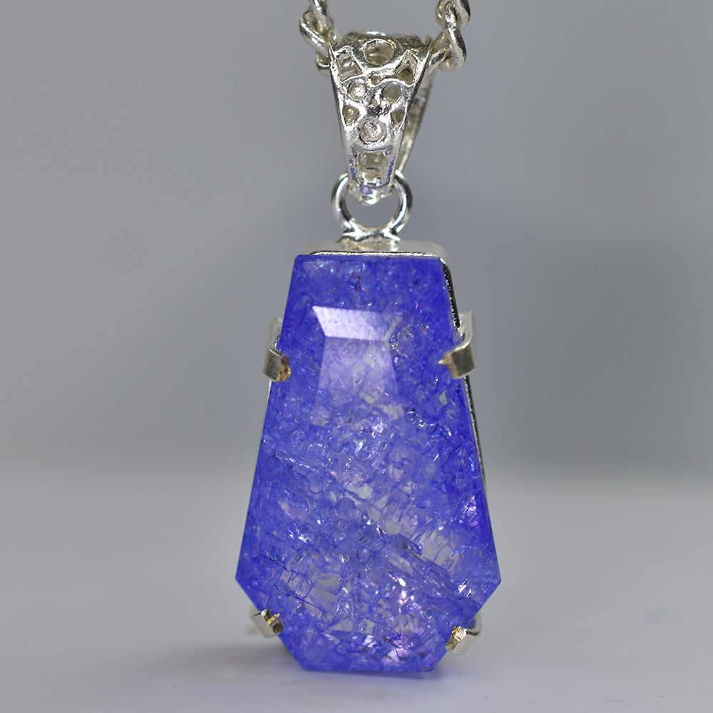 Natural Purple Tanzanite CERTIFIED 41 Ct 925 Starling Silver Fancy Gems Pendant