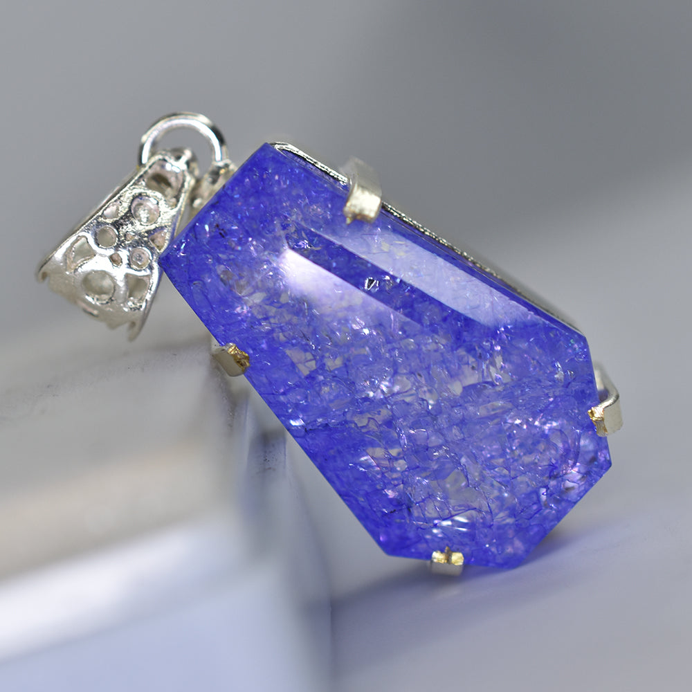 Natural Purple Tanzanite CERTIFIED 41 Ct 925 Starling Silver Fancy Gems Pendant