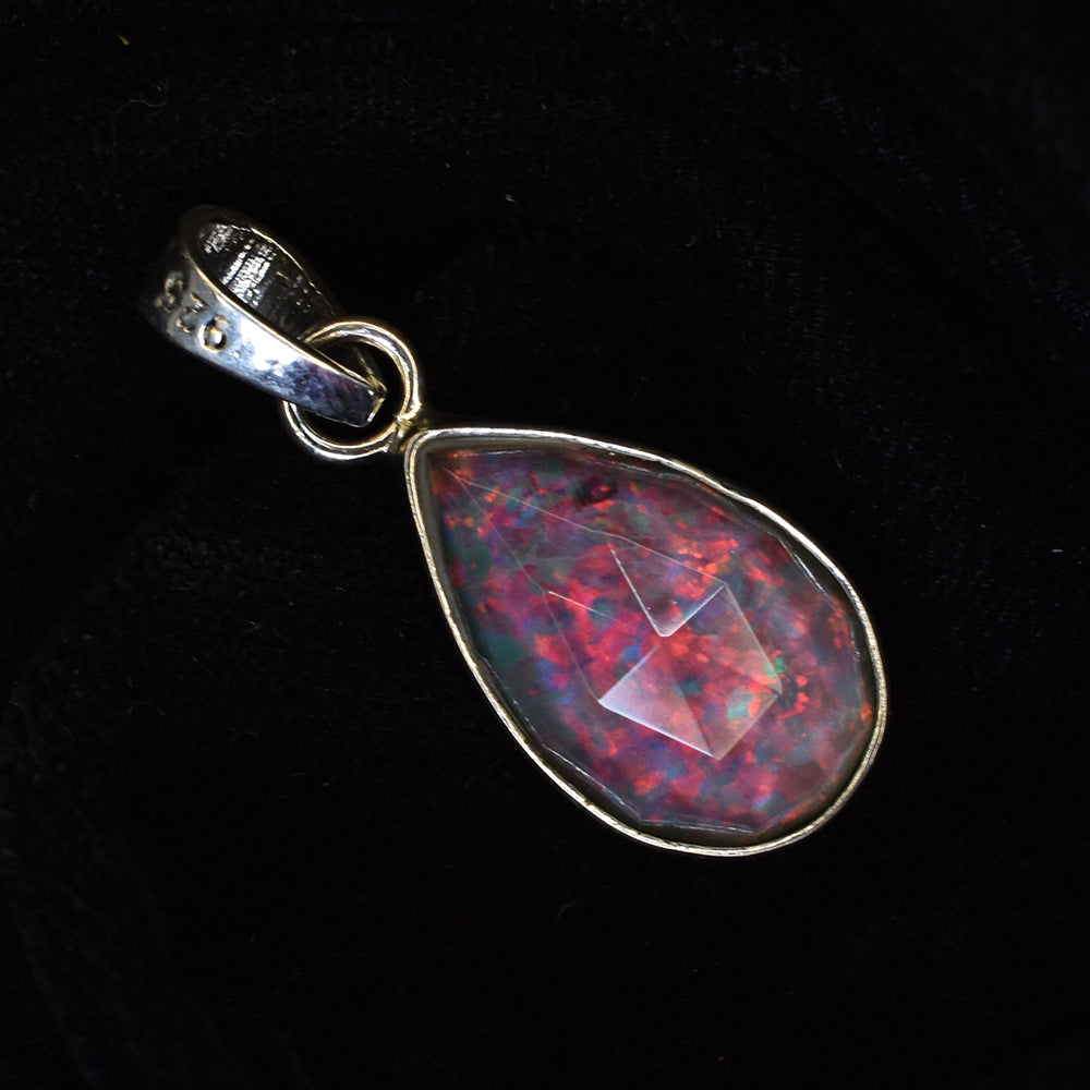 CERTIFIED 15 Ct Natural Monarch Opal 925 Sterling Silver Pear Cut Gems Pendant