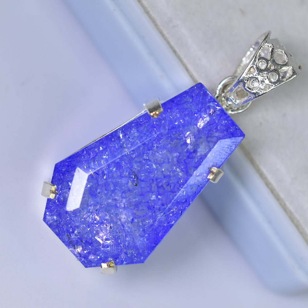 Natural Purple Tanzanite CERTIFIED 41 Ct 925 Starling Silver Fancy Gems Pendant