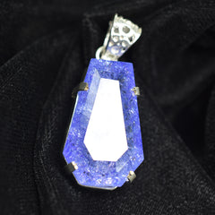 Natural Purple Tanzanite CERTIFIED 41 Ct 925 Starling Silver Fancy Gems Pendant