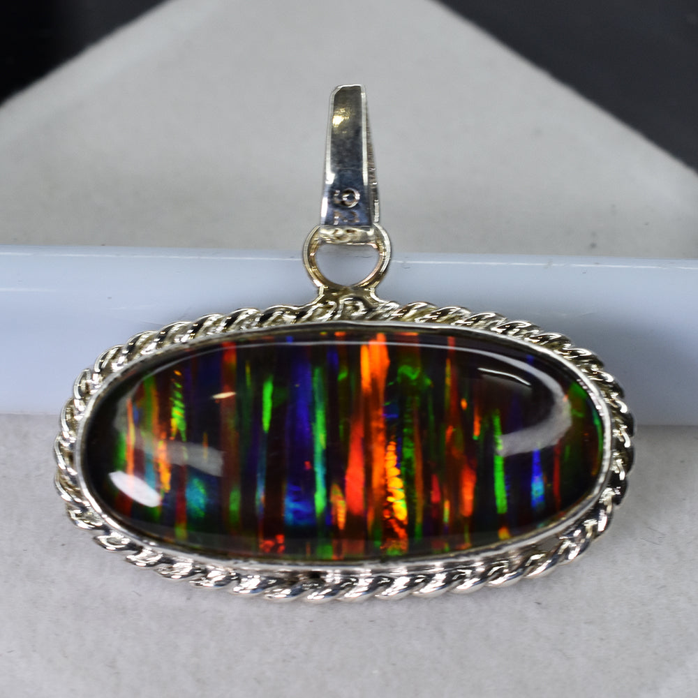 Extremely Rare Natural CERTIFIED 30 Ct Oval Opal 925 Starling Silver Pendant