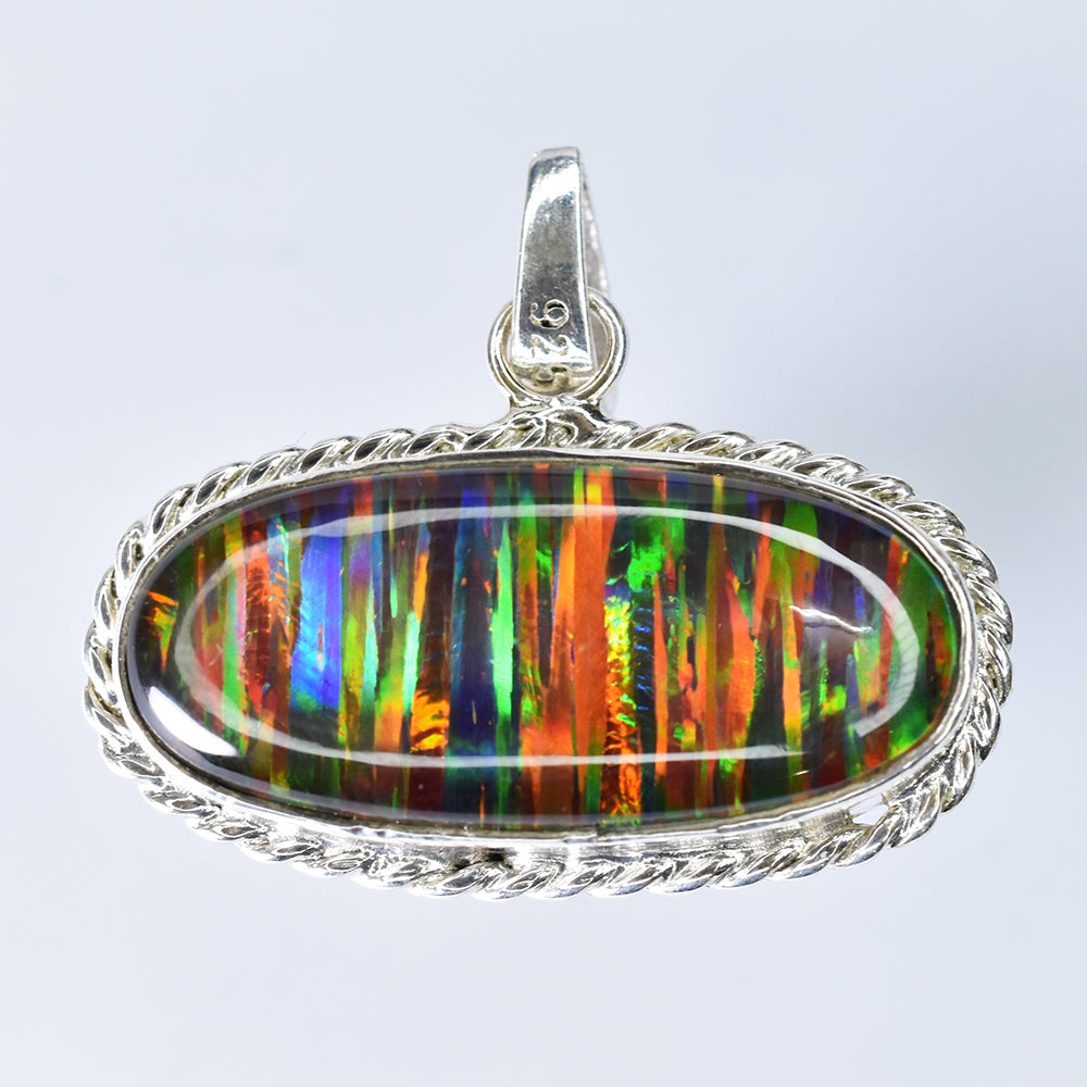 Extremely Rare Natural CERTIFIED 30 Ct Oval Opal 925 Starling Silver Pendant
