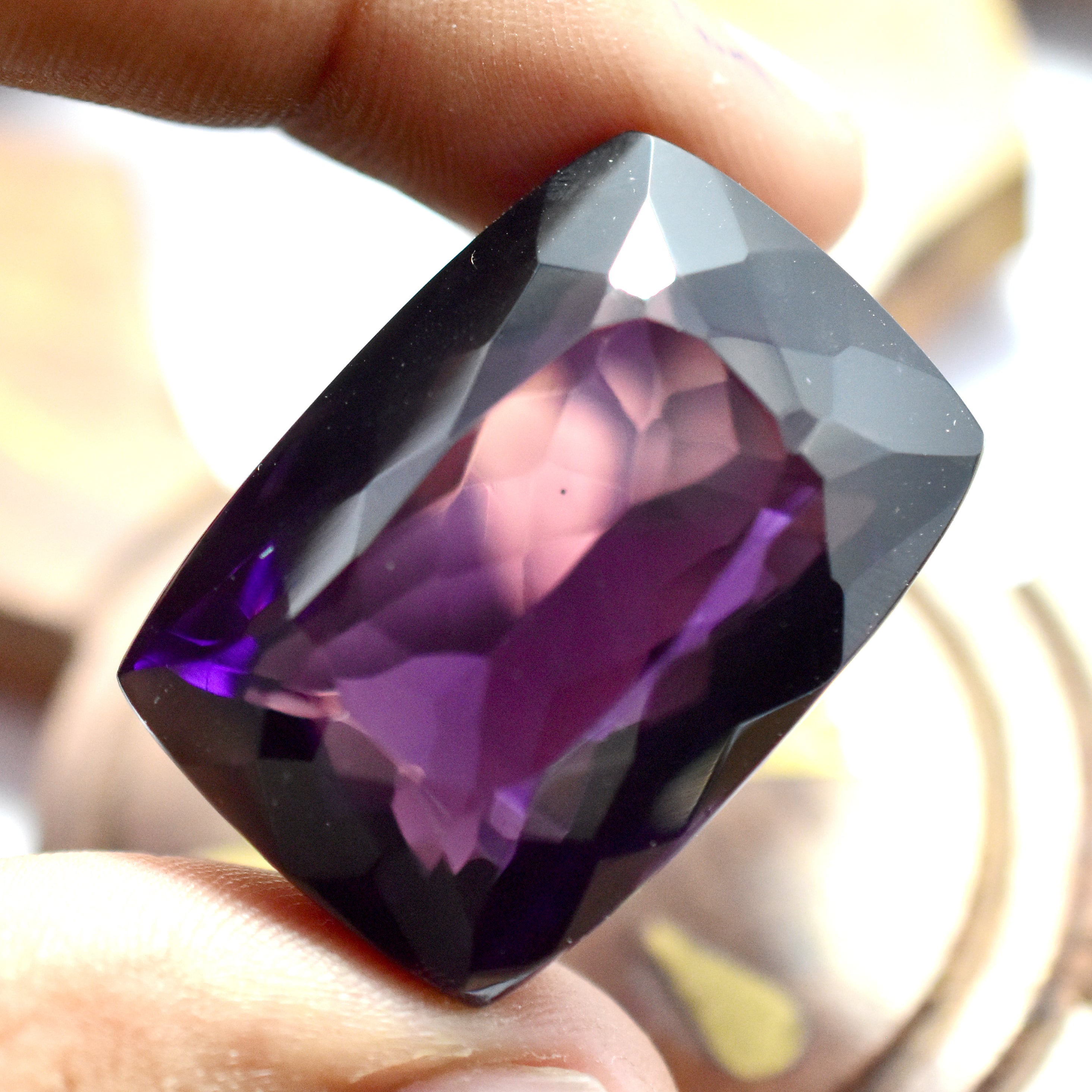 96.05 Ct Natural CERTIFIED Amethyst Loose Gemstone Purple Big Size Cushion Cut