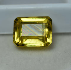 8.56 Ct Natural Sapphire  CERTIFIED Loose Gemstone Yellow Emerald Cut