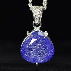 CERTIFIED 56 Ct Natural Sapphire 925 Starling Silver Purple Pear Pendant Stone