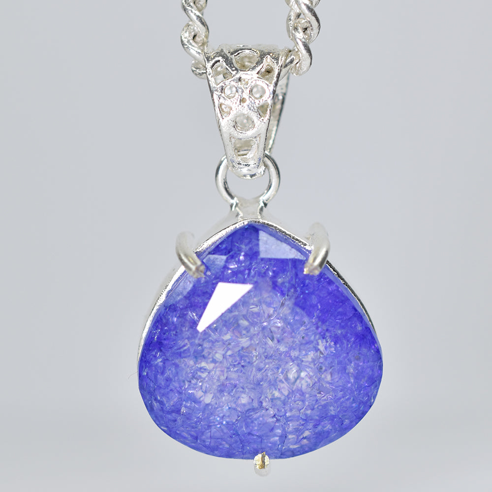 CERTIFIED 56 Ct Natural Sapphire 925 Starling Silver Purple Pear Pendant Stone
