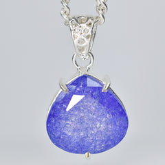 CERTIFIED 56 Ct Natural Sapphire 925 Starling Silver Purple Pear Pendant Stone