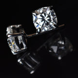 Perfect Square Cushion 12.3 Ct Synthetic White Flawless Moissanite Earring Pair