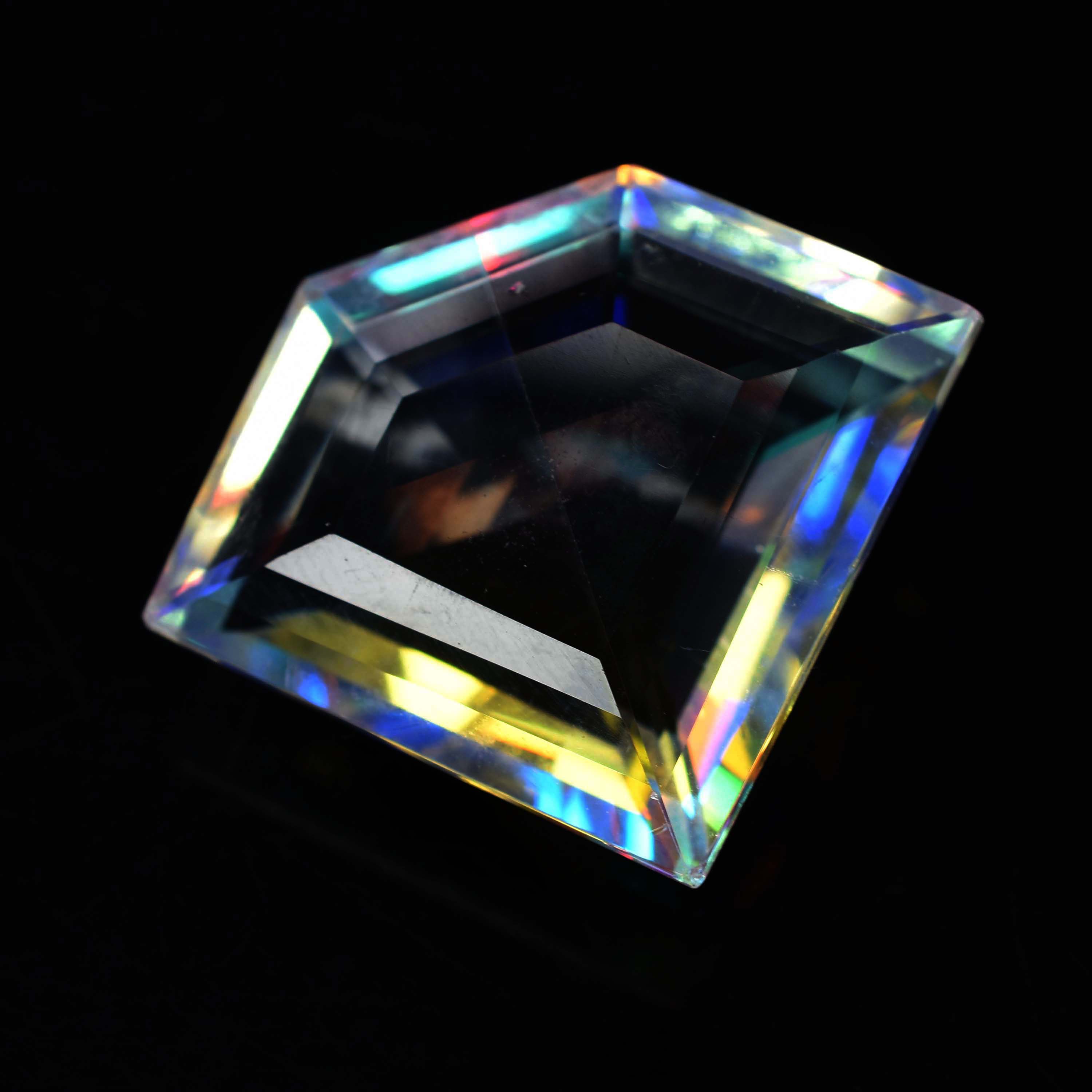 CERTIFIED 38 Ct A++ Rainbow Mystic Topaz Fancy Cut Lab Created Loose Gemstone