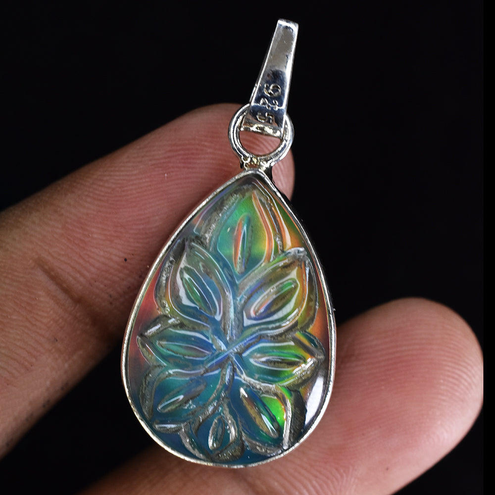 silver gemstone pendant India