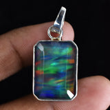 A+ CERTIFIED Natural Opal 26 Ct 925 Sterling Silver Emerald Pendant Free Gift