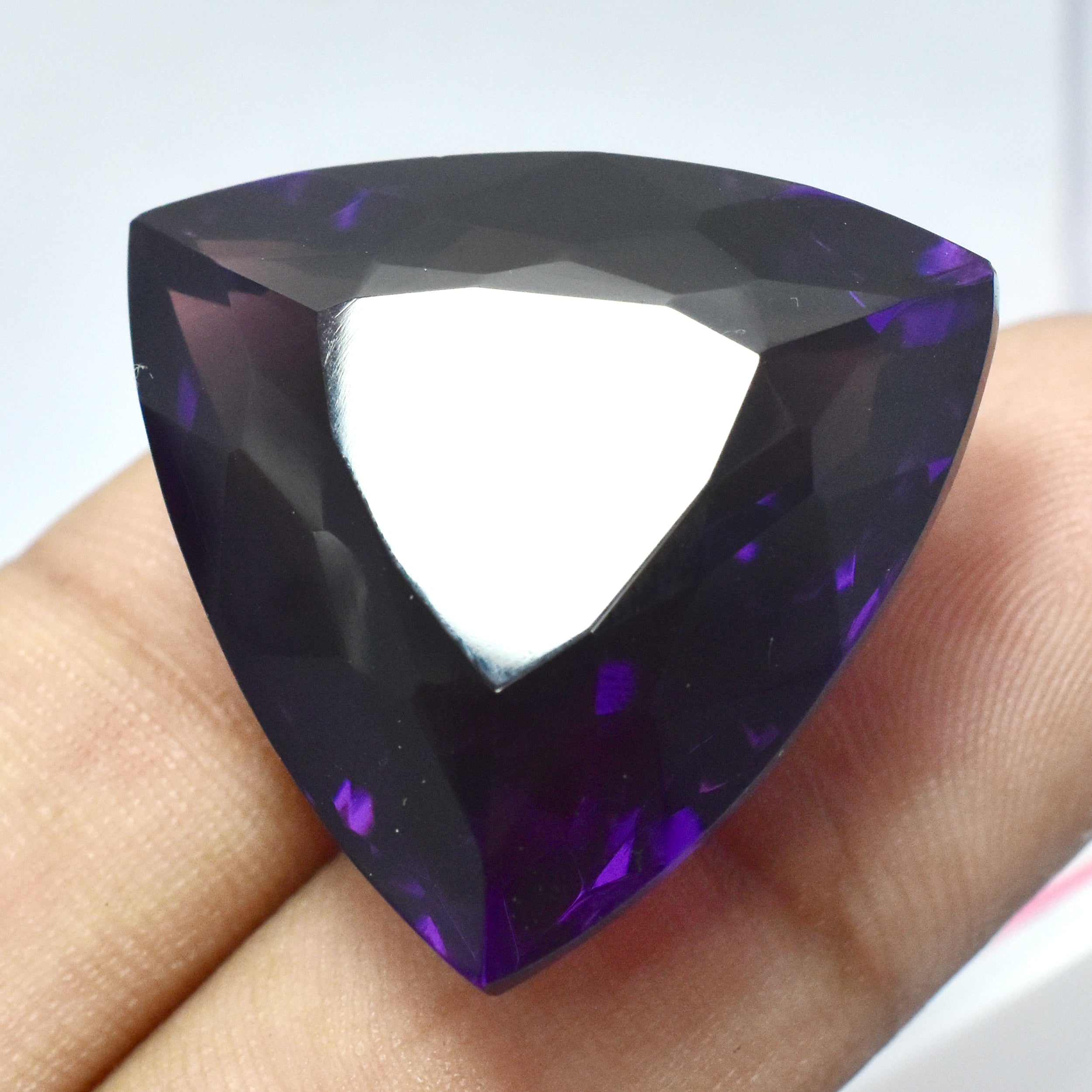 60.45 Ct Natural Purple Amethyst Trillion Cut CERTIFIED Loose Gemstone Stunning