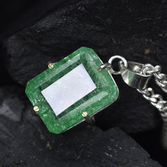 Zambian Green Emerald 66Ct Natural CERTIFIED 925 Starling Silver Emerald Pendant