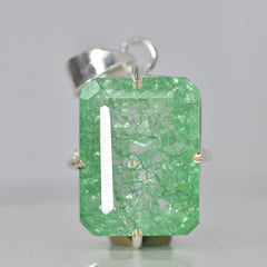 Zambian Green Emerald 66Ct Natural CERTIFIED 925 Starling Silver Emerald Pendant