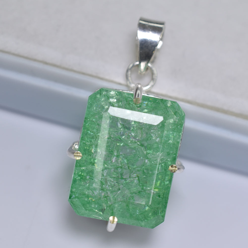 Zambian Green Emerald 66Ct Natural CERTIFIED 925 Starling Silver Emerald Pendant