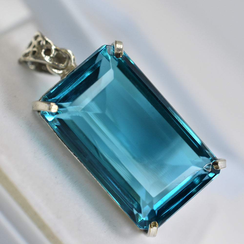 Lab Created Sapphire 95 Ct Certified 925 Sterling Silver Emerald Gems Pendant