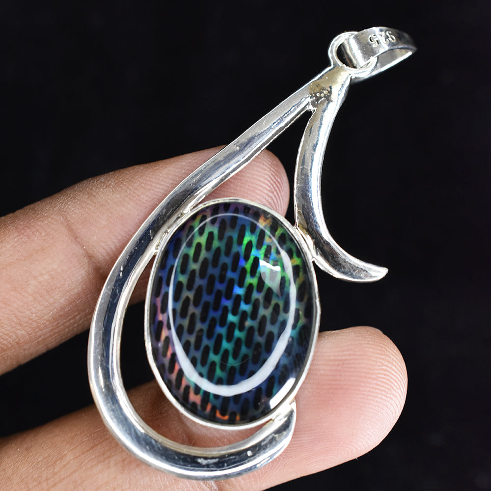 sterling silver opal pendant