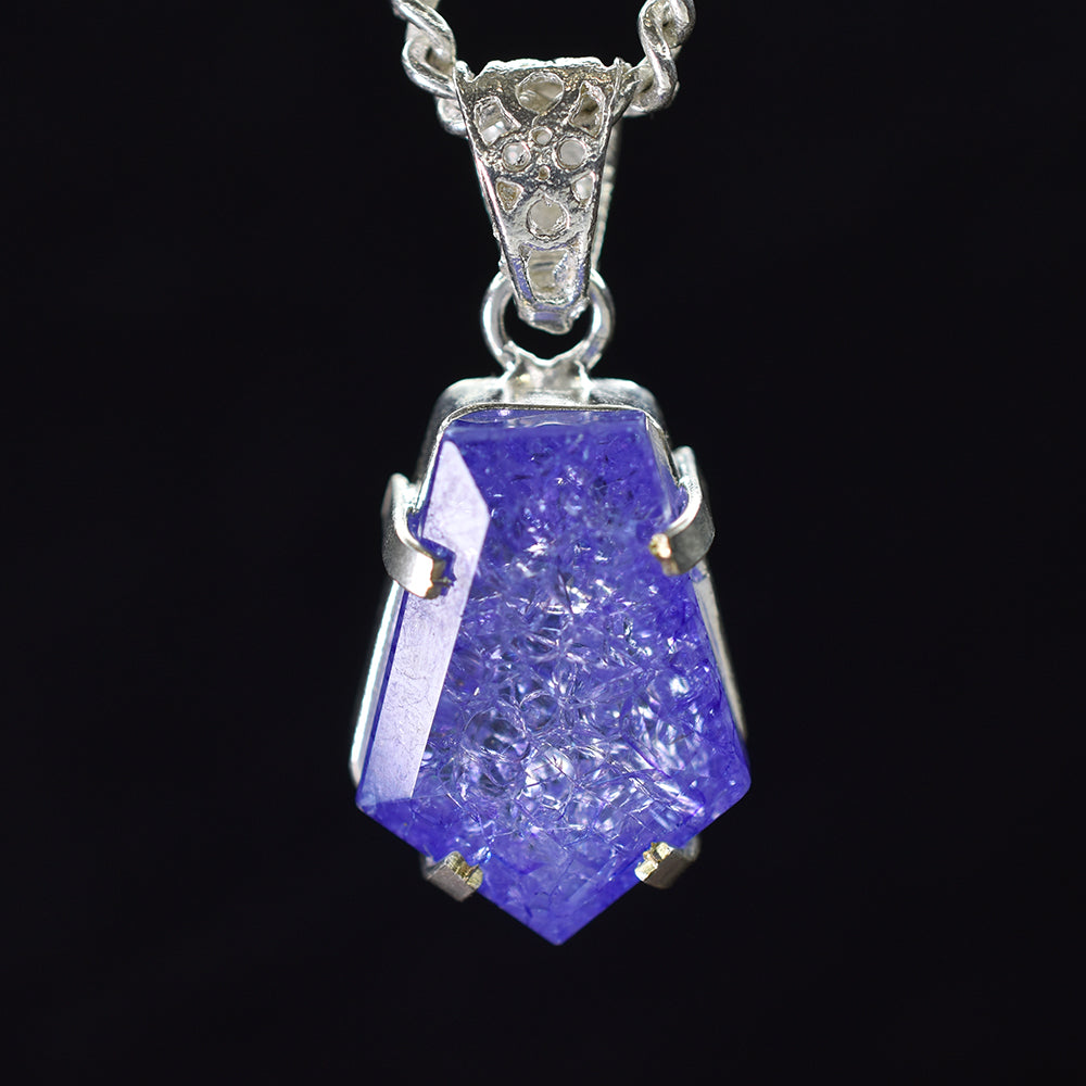 925 Starling Silver Fancy Pendant 51 Ct CERTIFIED Natural Purple Tanzanite