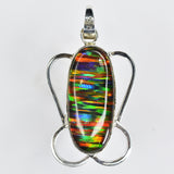 A+ Quality 33 Ct Natural CERTIFIED Opal Oval Gems Pendant 925 Sterling Silver