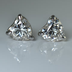 CERTIFIED 925 Starling Silver 14.7 Ct Synthetic Moissanite Heart Earring Pair