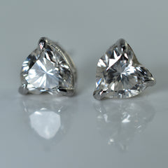 CERTIFIED 925 Starling Silver 14.7 Ct Synthetic Moissanite Heart Earring Pair